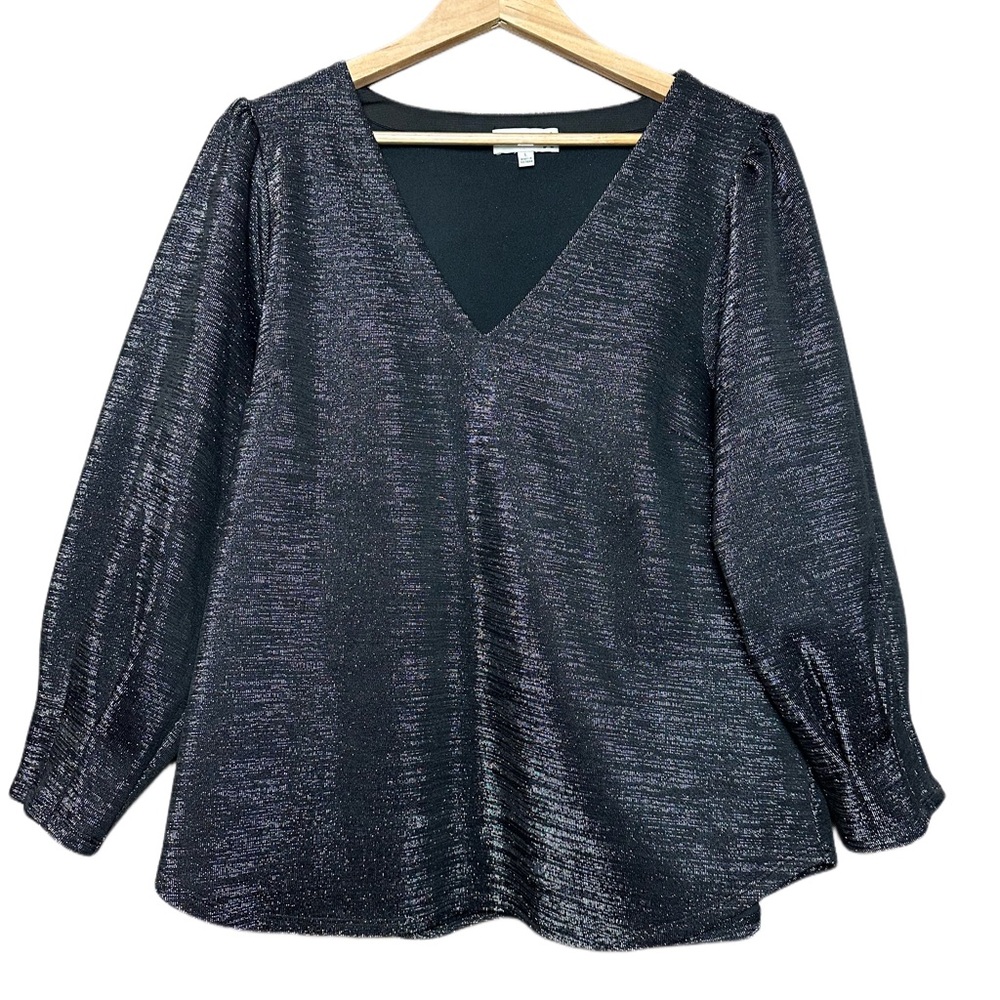 RO&DE by Anthropologie Metallic Blouse woman’s Large Shiny V-neck Top